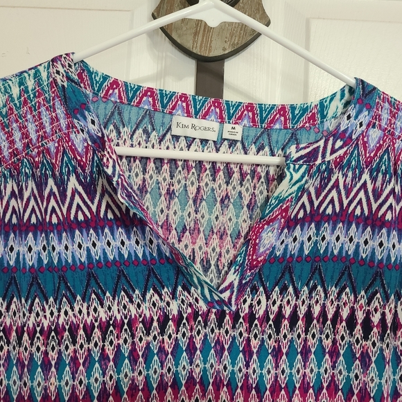(410) Kim Roger's Woman's Long Sleeve Blouse, Size: Medium Color:Multi-colored - Picture 5 of 13